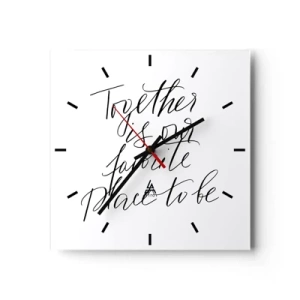 Reloj de pared - Reloj de vidrio - Inscripción tipográfica en un estilo elegante sobre un fondo blanco. - 30x30cm - ¿Tú también lo sientes? - Decoración de pared moderna para salón y dormitorio ARTTOR
