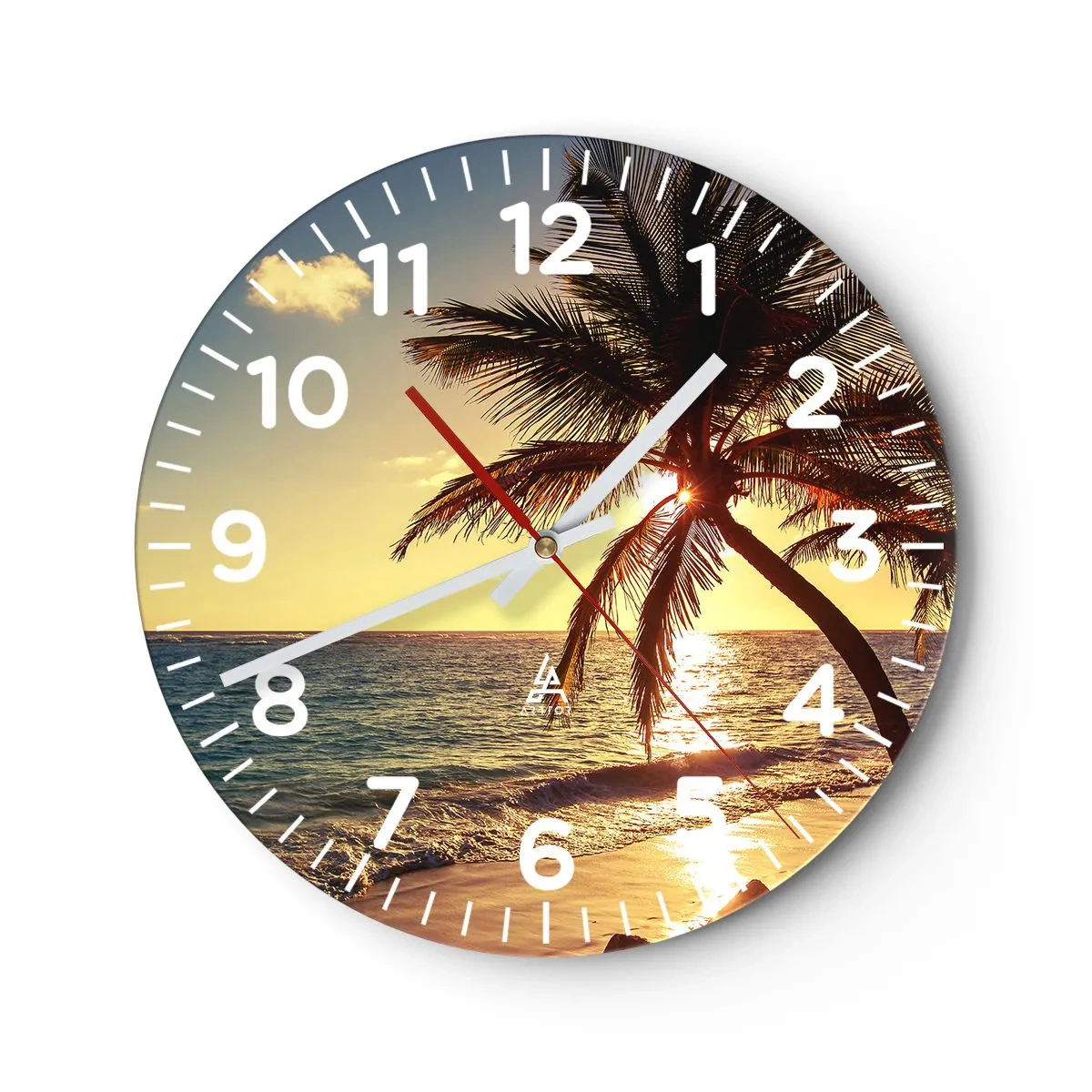 Reloj de pared - Reloj de vidrio - Verano bajo las palmeras - 30x30 cm