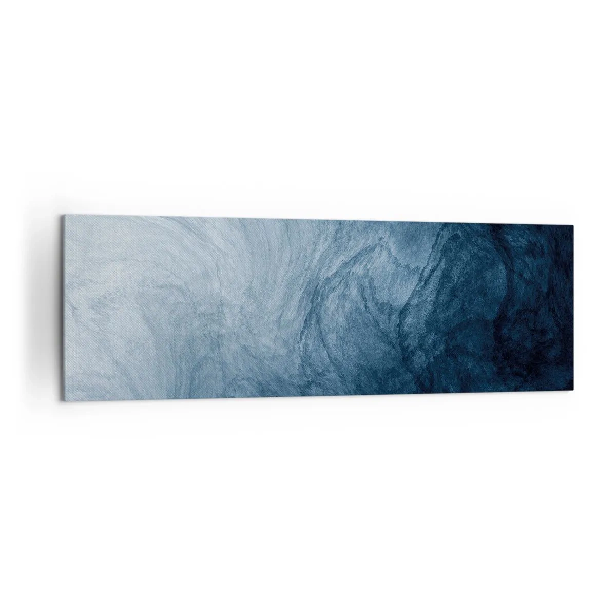 Cuadro sobre lienzo - Impresión de Imagen - Una composición abstracta en tonos azules y azul marino. - 160x50cm - En las profundidades - Decoración de pared moderna para salón y dormitorio ARTTOR