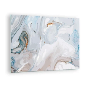 Cuadro sobre vidrio - Impresiones sobre Vidrio - Un sutil patrón de mármol en tonos de azul y blanco. - 70x50cm - Blanco fusión - Decoración de pared moderna para salón y dormitorio ARTTOR