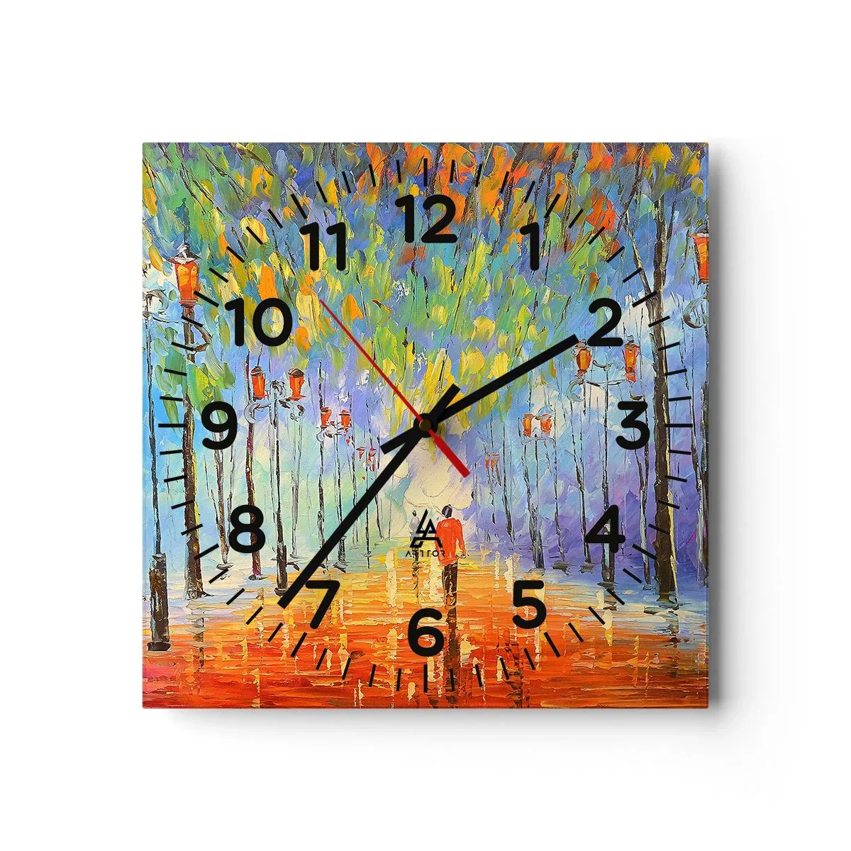 Reloj de pared - Reloj de vidrio - La canción nocturna de la lluvia - 30x30 cm