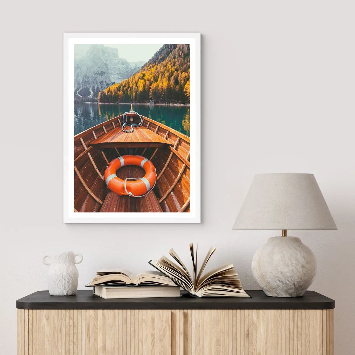 Póster en marco blanco - Viaje a la montaña - 40x50 cm