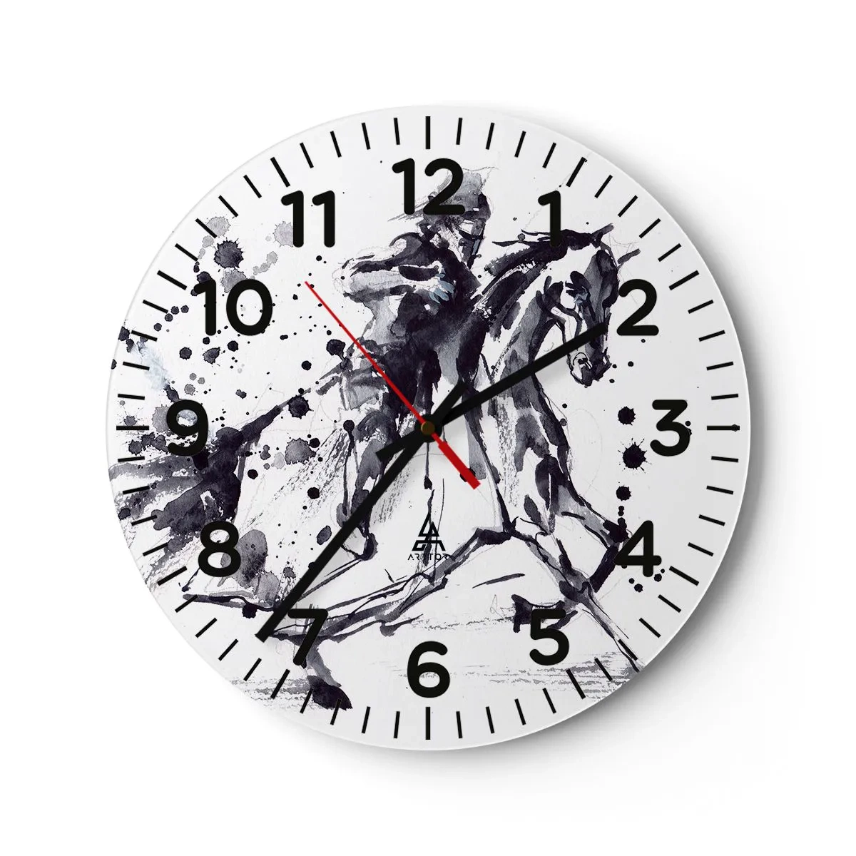 Reloj de pared - Reloj de vidrio - Caballero negro - 40x40 cm