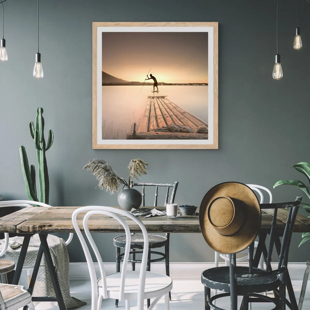 Póster en marco roble claro - Antes del descanso - 30x30 cm