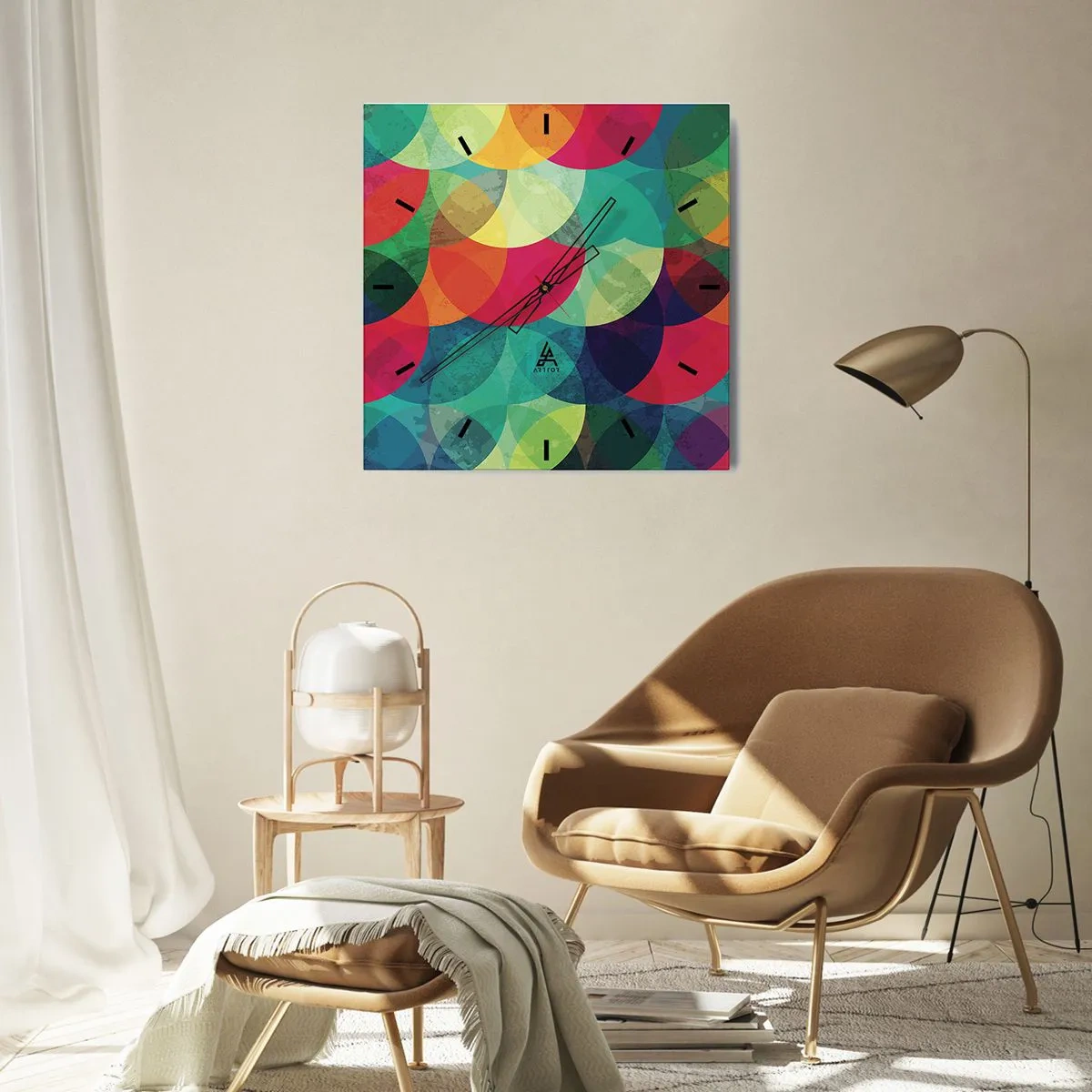 Reloj de pared - Reloj de vidrio - Ascensión circular - 30x30 cm