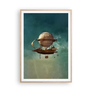 Póster en marco roble claro - Julio Verne saluda - 70x100 cm