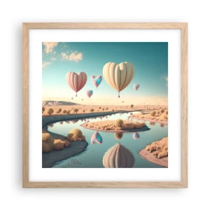 Póster en marco roble claro - El amor te hace volar - 40x40 cm