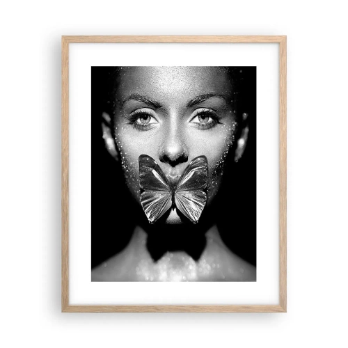 Póster en marco roble claro - Beso de mariposa - 40x50 cm