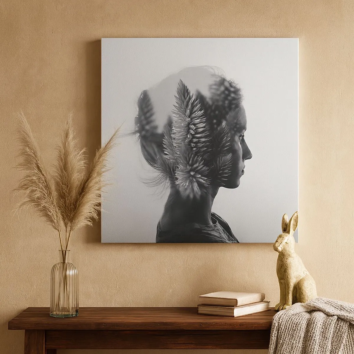 Cuadro sobre lienzo - Impresión de Imagen - La dama del bosque de pinos - 30x30 cm