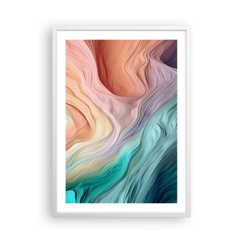 Póster en marco blanco - Ola arco iris - 50x70 cm