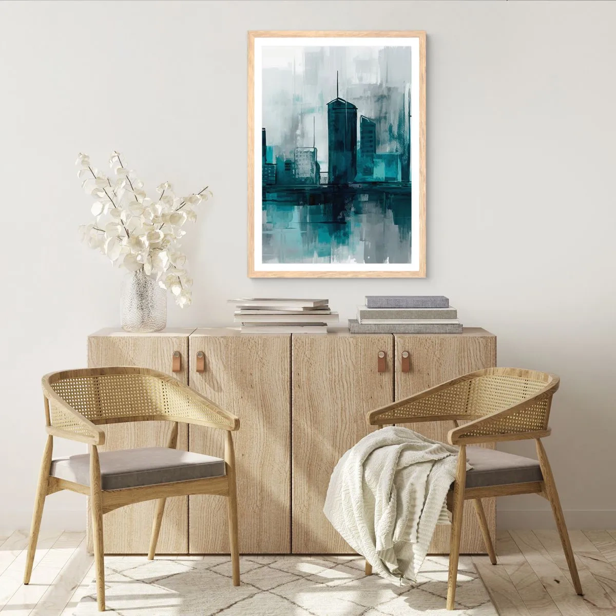 Póster en marco roble claro - Ciudad color lluvia - 61x91 cm