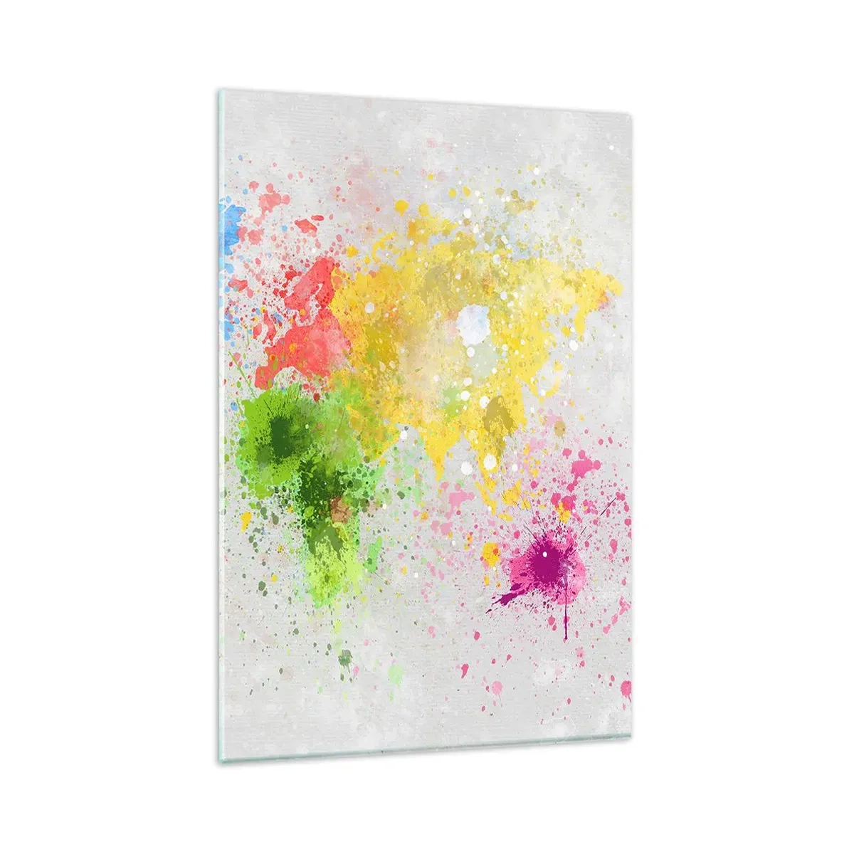Cuadro sobre vidrio - Impresiones sobre Vidrio - Un mapa del mundo en una colorida interpretación de acuarela. - 80x120cm - Todos los colores del mundo - Decoración de pared moderna para salón y dormitorio ARTTOR
