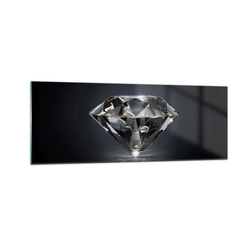 Cuadro sobre vidrio - Impresiones sobre Vidrio - Una interpretación artística de un diamante sobre un fondo oscuro. - 140x50cm - Riqueza y belleza - Decoración de pared moderna para salón y dormitorio ARTTOR