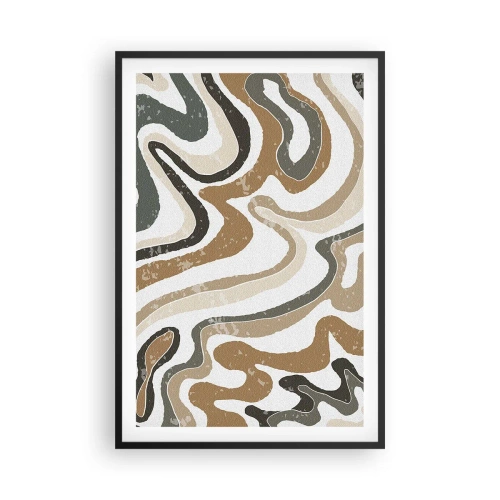 Póster en marco negro - Meandros de colores terrosos - 61x91 cm