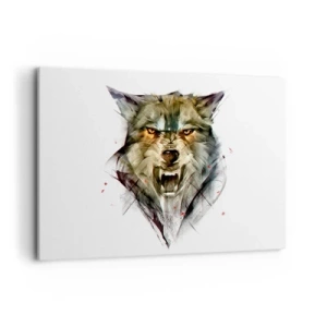 Cuadro sobre lienzo - Impresión de Imagen - Un lobo peligroso en una forma dinámica y artística. - 120x80cm - ¡No te muevas! - Decoración de pared moderna para salón y dormitorio ARTTOR