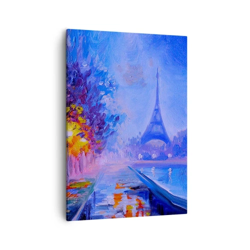 Cuadro sobre lienzo - Impresión de Imagen - Una avenida con farolas en París con la Torre Eiffel al fondo - 50x70cm - Un paseo de ensueño - Decoración de pared moderna para salón y dormitorio ARTTOR