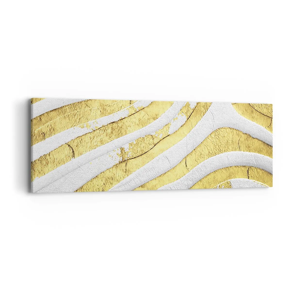 Cuadro sobre lienzo - Impresión de Imagen - Una composición en blanco y oro - 90x30 cm