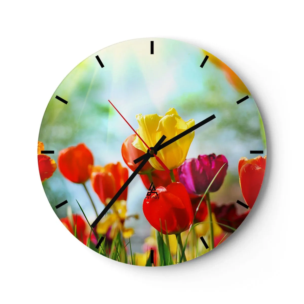 Reloj de pared - Reloj de vidrio - Todos los tonos del sol - 40x40 cm
