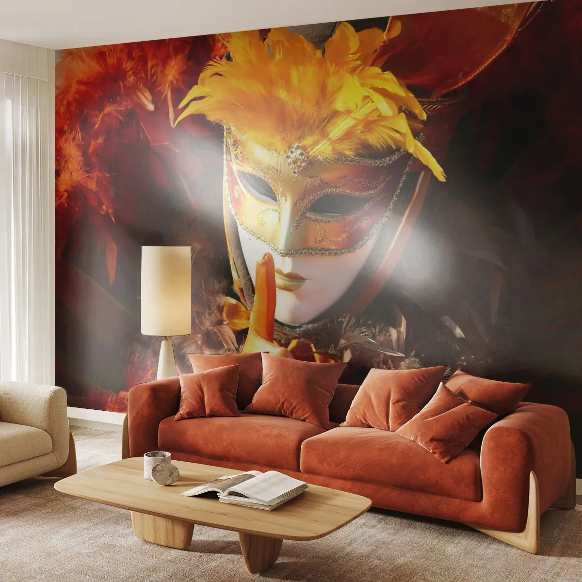 Fotomural Premium Canvas - El misterio es parte del juego - máscara veneciana, Pedazo, Venecia - 500x350 cm