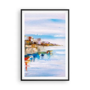 Póster en marco negro - Puerto urbano multicolor - 61x91 cm