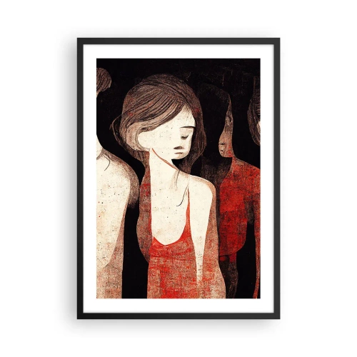 Póster en marco negro - Ilustración abstracta de una figura en rojo y negro. - 50x70cm - Madonnas de la oscuridad - Decoración de pared moderna para salón y dormitorio ARTTOR