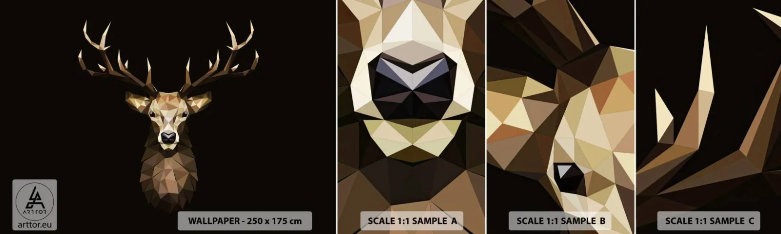 Muestra De Fotomural Standard Eco - Ciervo cubista - animales, Ciervo, Gráficos - 100x30 cm