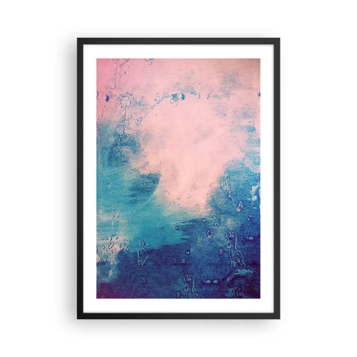 Póster en marco negro - Composición abstracta en tonos azules y rosas - 50x70cm - Abrazo azul - Decoración de pared moderna para salón y dormitorio ARTTOR