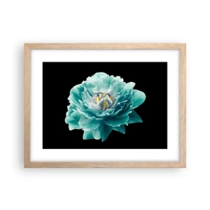 Póster en marco roble claro - Pétalos azules y dorados - 40x30 cm