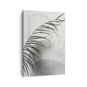Cuadro sobre lienzo - Impresión de Imagen - Un delicado motivo de hojas de palma sobre un fondo claro en estilo escandinavo. - 50x70cm - El sutil exotismo de la naturaleza - Decoración de pared moderna para salón y dormitorio ARTTOR