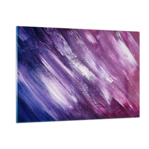 Cuadro sobre vidrio - Impresiones sobre Vidrio - Cuadro abstracto en tonos morados y blancos - 120x80cm - Cuando sopla el viento del sol - Decoración de pared moderna para salón y dormitorio ARTTOR