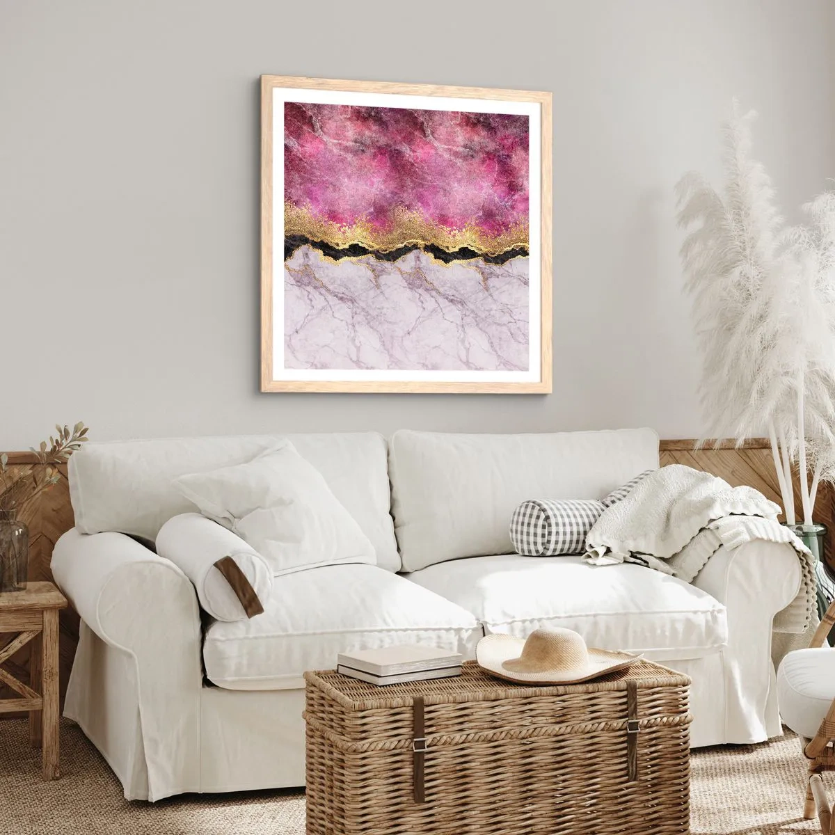 Póster en marco roble claro - En la frontera - 50x50 cm