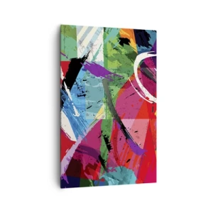 Cuadro sobre lienzo - Impresión de Imagen - Abstracción colorida con pinceladas dinámicas. - 80x120cm - Rápido, animado y con efecto - Decoración de pared moderna para salón y dormitorio ARTTOR