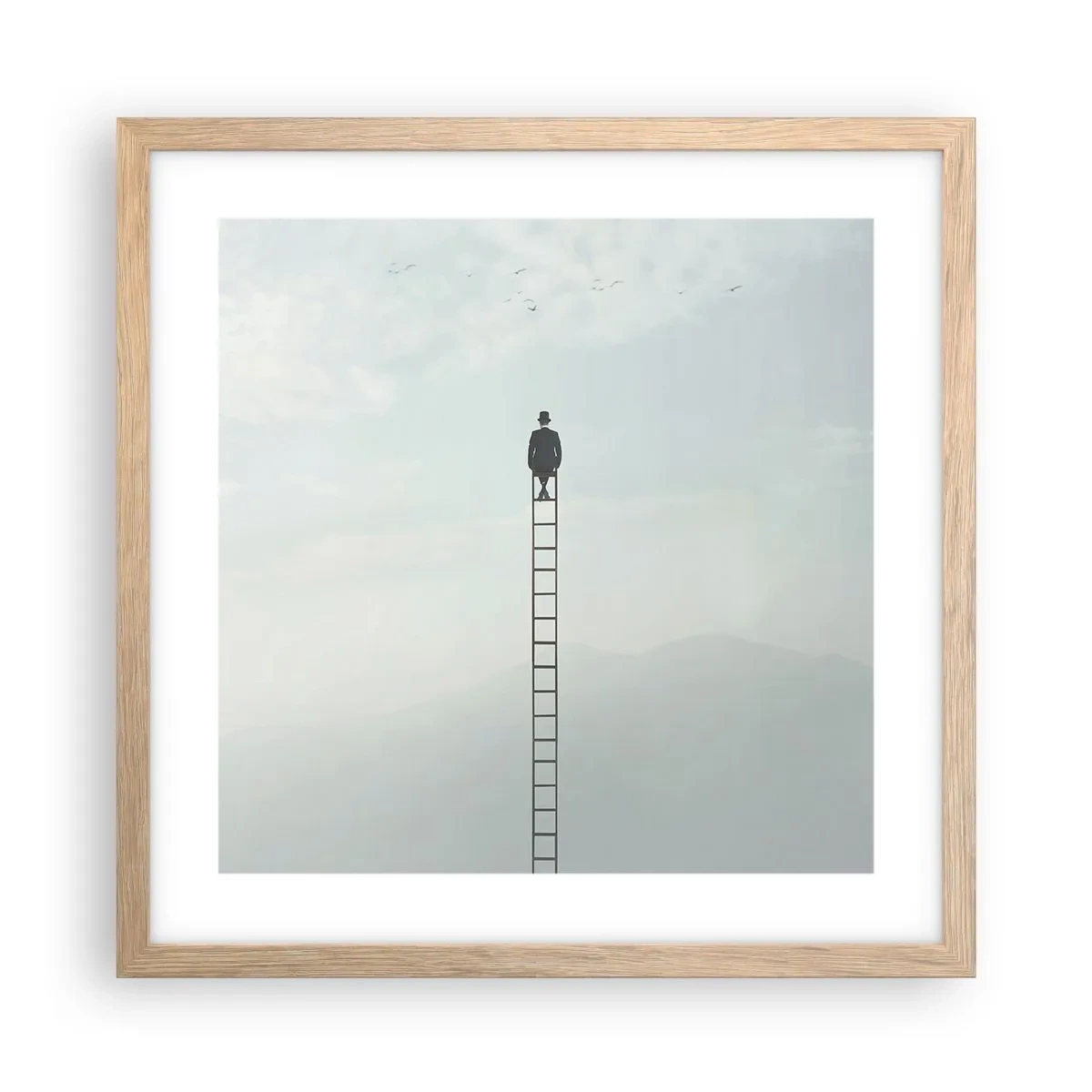Póster en marco roble claro - Hacia lo más alto - 40x40 cm