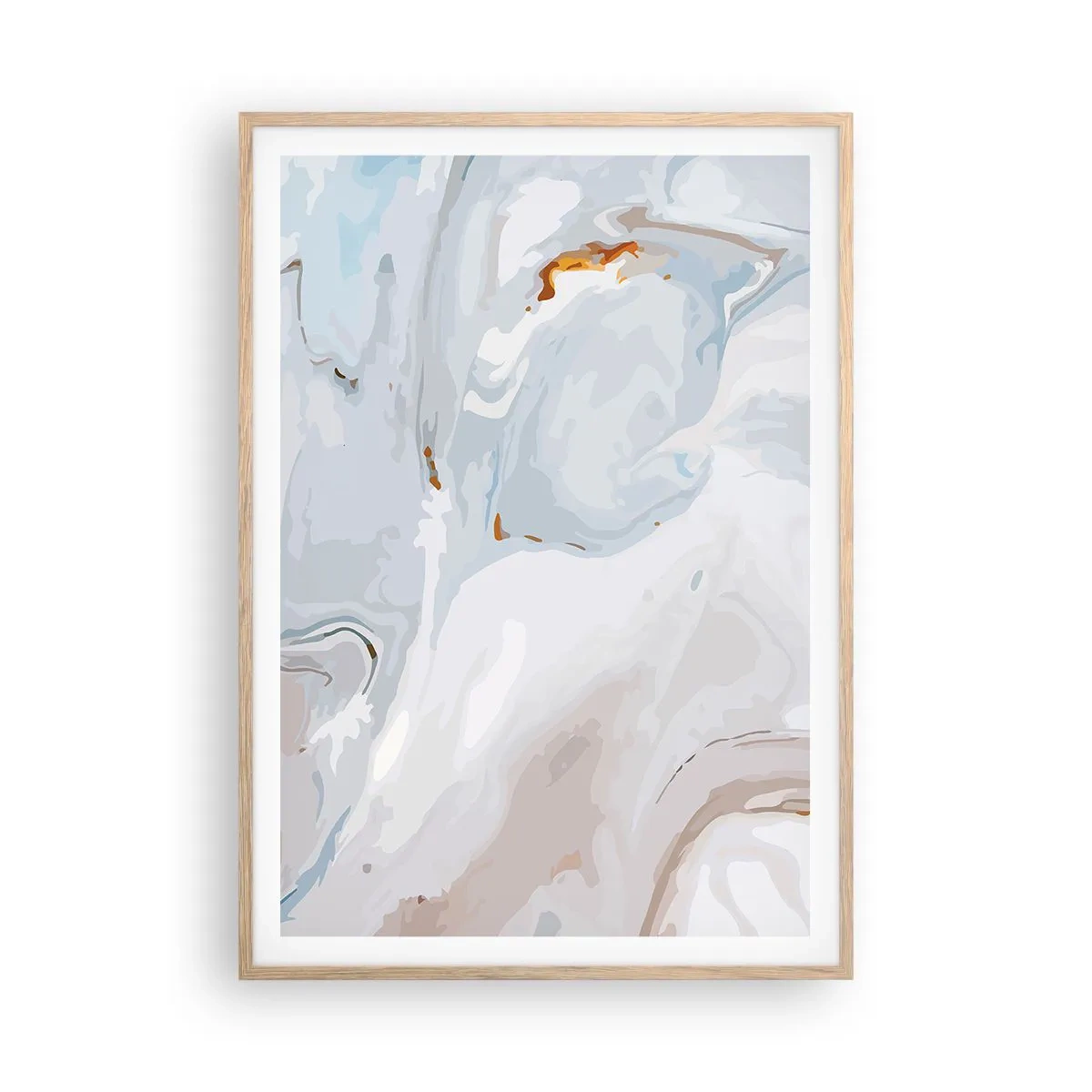 Póster en marco roble claro - Blanco fusión - 70x100 cm