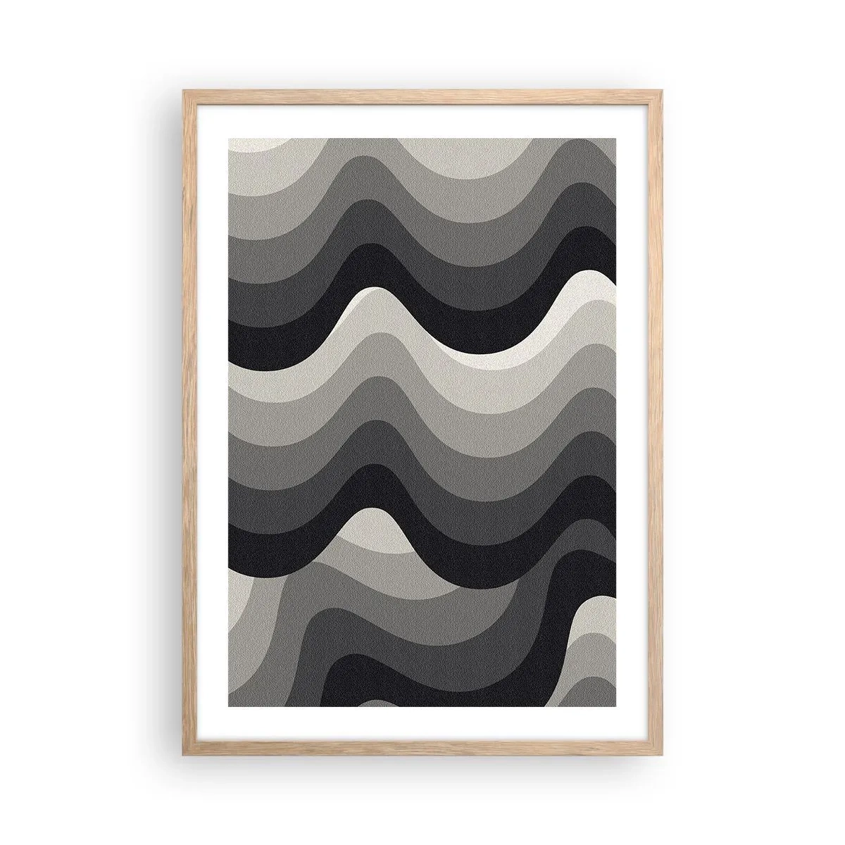 Póster en marco roble claro - Ola tras ola - 50x70 cm