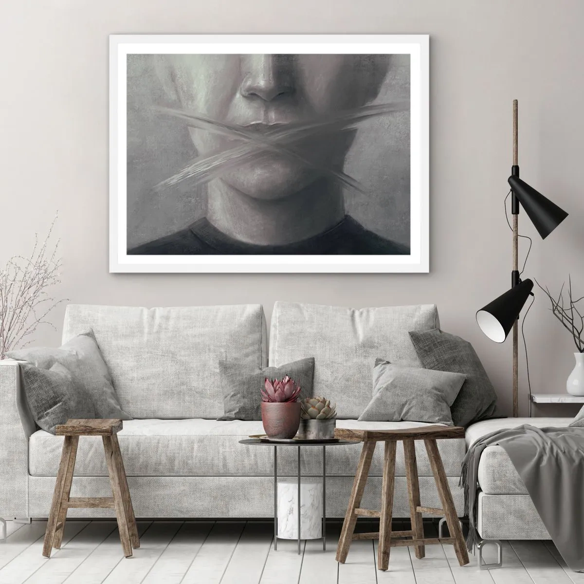 Póster en marco blanco - Ni una palabra - 100x70 cm