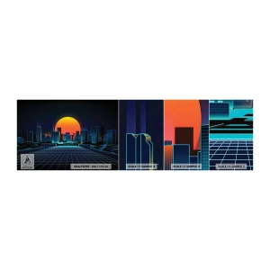 Muestra de fotomural autoadhesivo Deluxe Sticker - ¿Todavía deseas volver a la realidad? - Abstracción, Ciudad, Sol - 100x30 cm