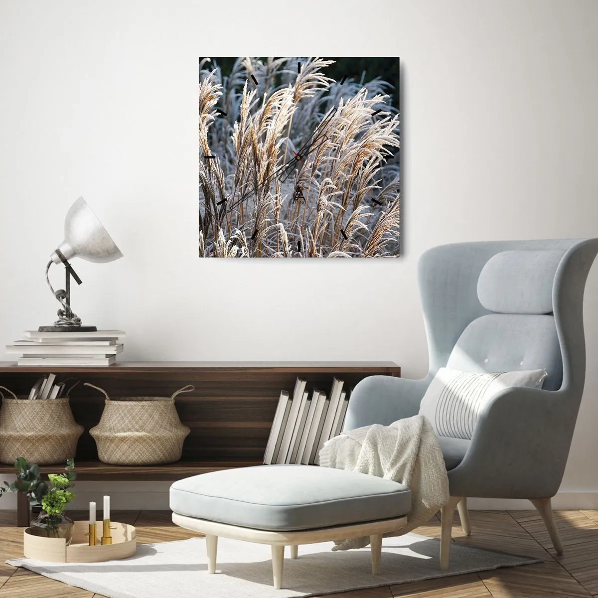 Reloj de pared - Reloj de vidrio - Campos y campos - 30x30 cm