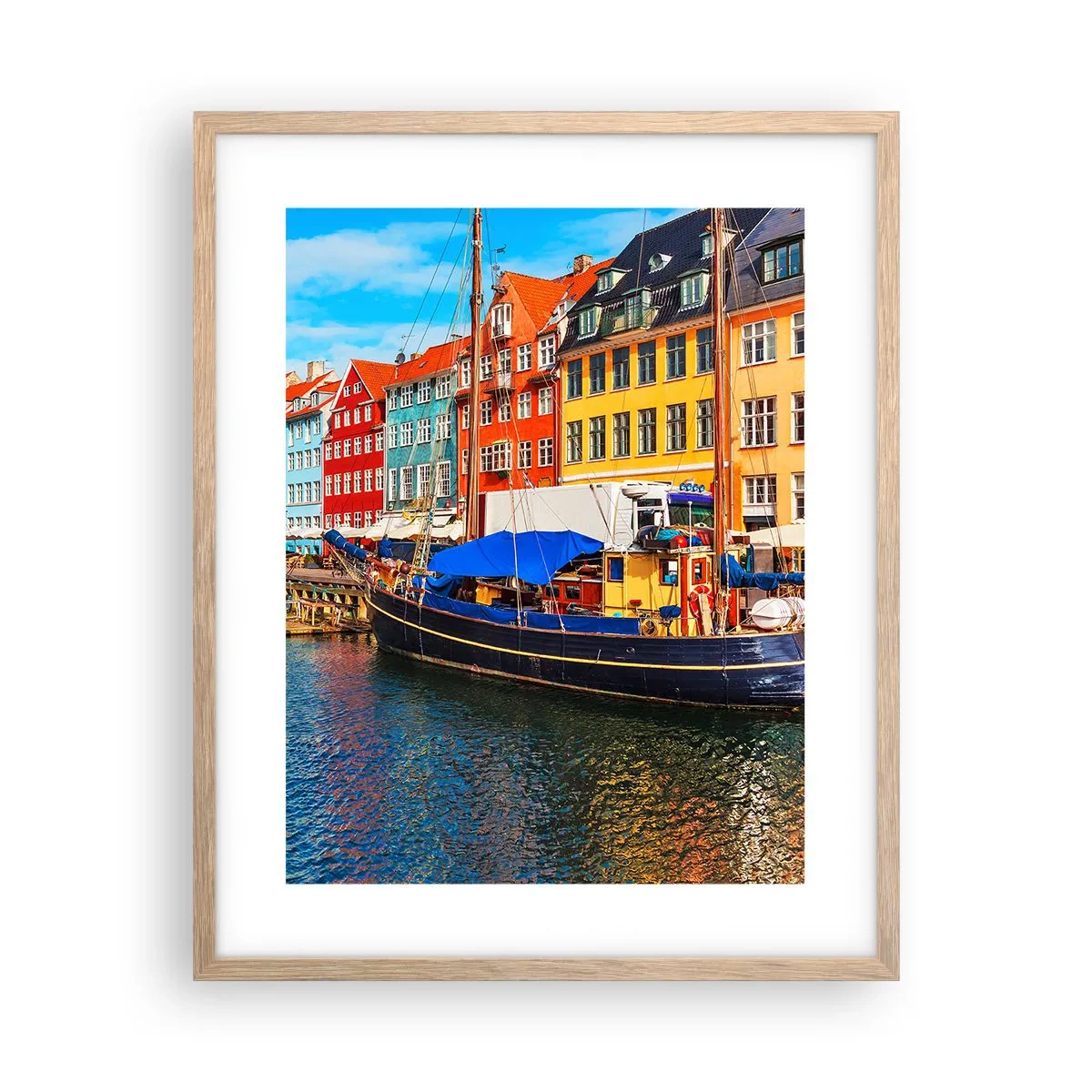 Póster en marco roble claro - Muelle alegre - 40x50 cm