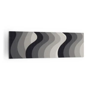 Cuadro sobre lienzo - Impresión de Imagen - Patrones ondulados en blanco y negro en tonos de gris. - 160x50cm - Ola tras ola - Decoración de pared moderna para salón y dormitorio ARTTOR