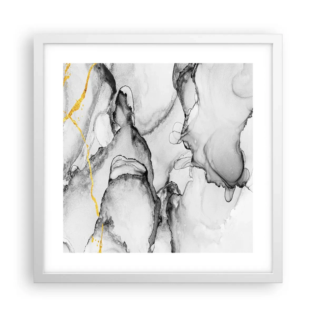 Póster en marco blanco - Composición con motivo de oro - 40x40 cm
