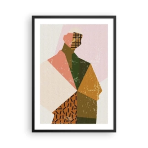 Póster en marco negro - Silueta abstracta en formas geométricas - 50x70cm - El hombre, un ser complejo - Decoración de pared moderna para salón y dormitorio ARTTOR