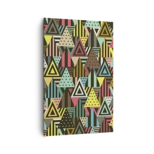 Cuadro sobre lienzo - Impresión de Imagen - Patrón geométrico colorido con triángulos y líneas. - 80x120cm - A ritmo de triángulo - Decoración de pared moderna para salón y dormitorio ARTTOR