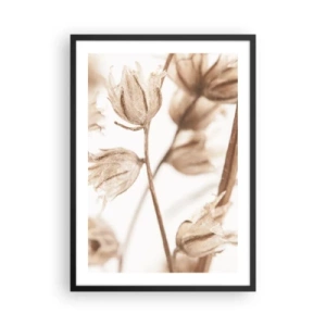 Póster en marco negro - Plantas secas en sepia sobre un fondo claro. - 50x70cm - El final del verano - Decoración de pared moderna para salón y dormitorio ARTTOR