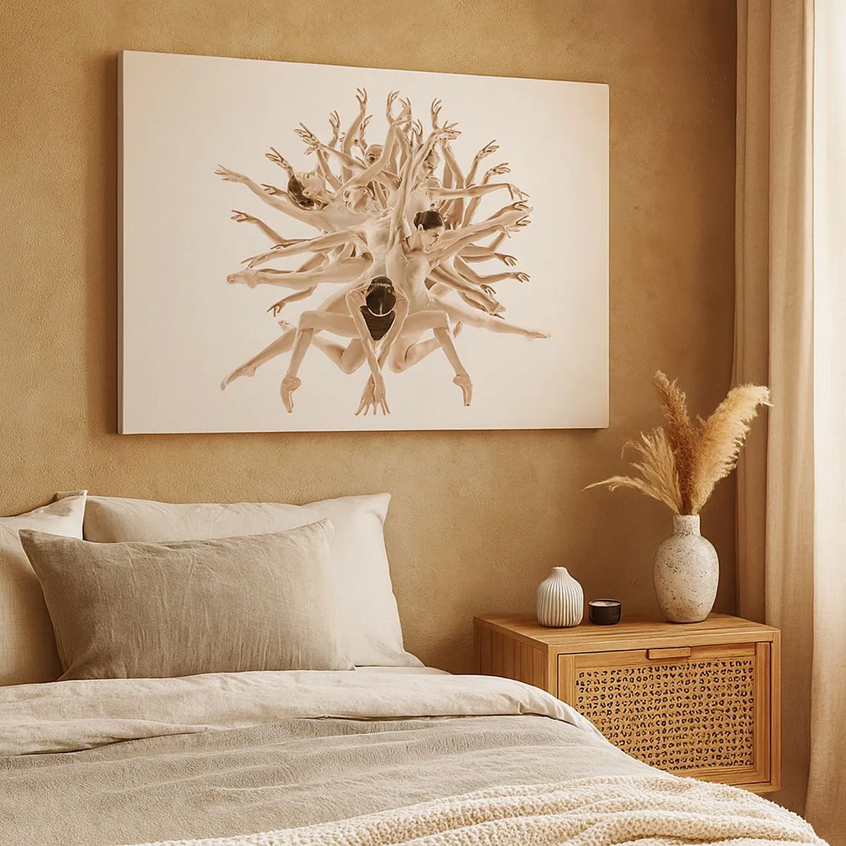 Cuadro sobre lienzo - Impresión de Imagen - Composición abstracta de bailarines en movimiento. - 70x50cm - Floreciendo en la danza - Decoración de pared moderna para salón y dormitorio ARTTOR