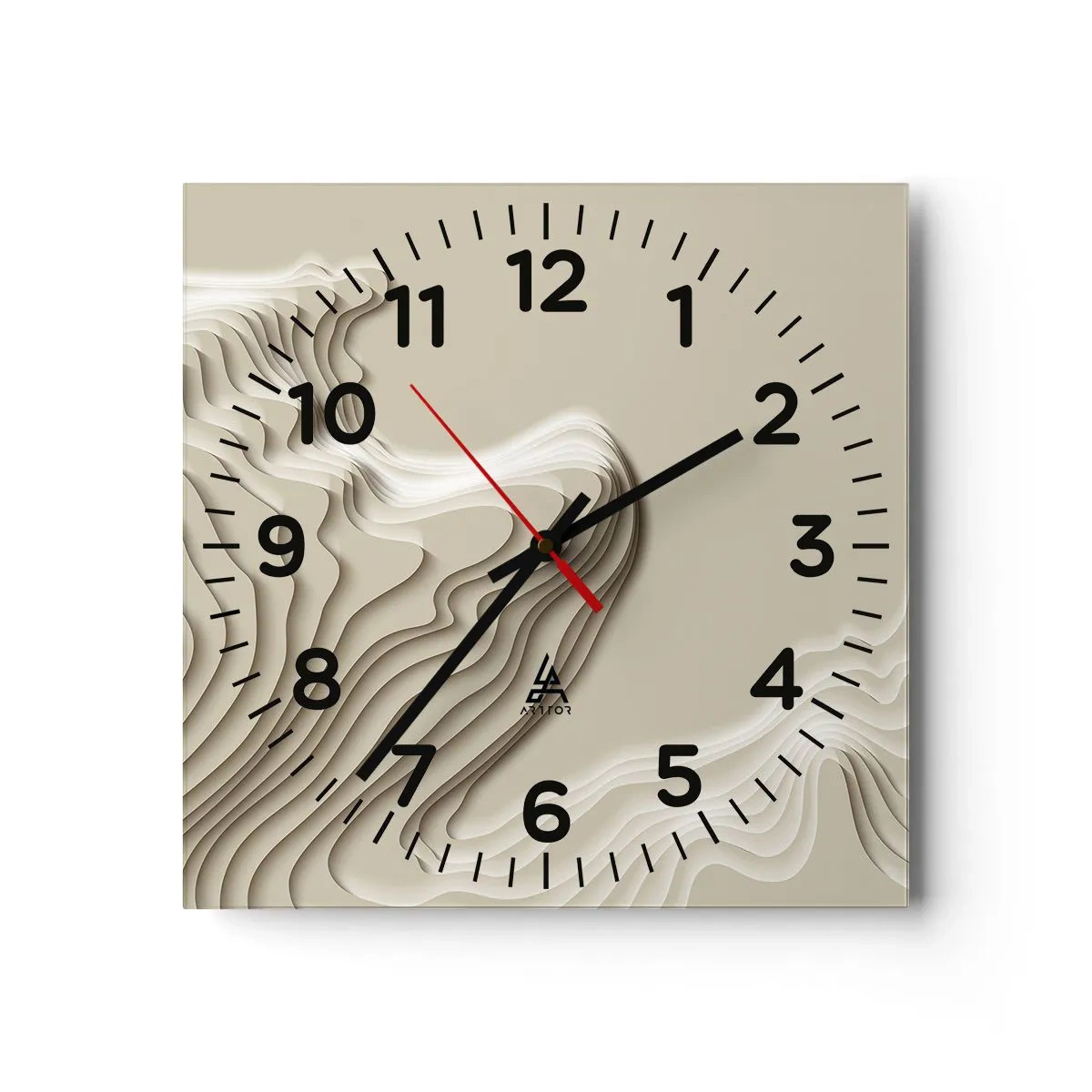 Reloj de pared - Reloj de vidrio - Topografía del arte - 40x40 cm