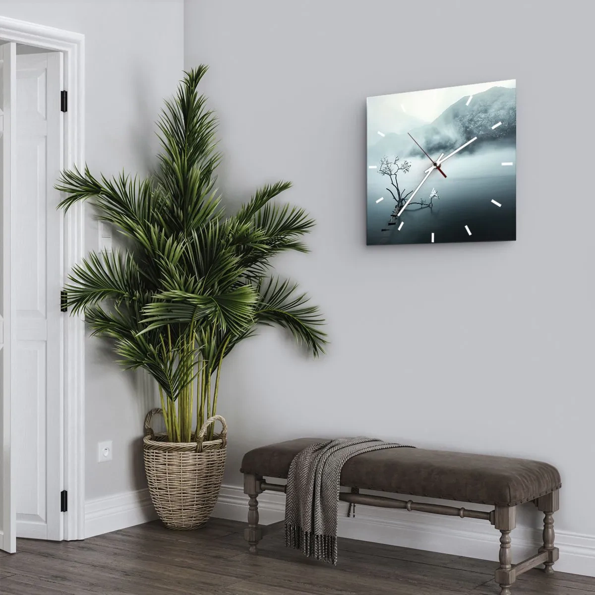 Reloj de pared - Reloj de vidrio - Fuera del agua y de la niebla - 40x40 cm