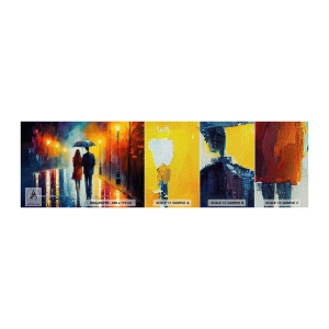 Muestra de fotomural Premium Canvas - Juntos en una noche llena de color - Pareja, Romántico, Caminar - 100x30 cm