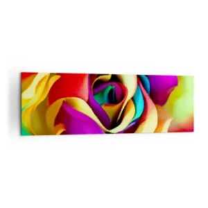 Cuadro sobre lienzo - Impresión de Imagen - Una rosa colorida en tonos arcoíris. - 160x50cm - Es imposible - Decoración de pared moderna para salón y dormitorio ARTTOR