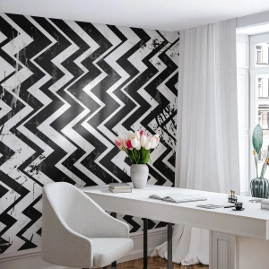 Fotomural personalizado Premium Canvas - Zig-blanco, zag-negro - Abstracción, Pedazo, En blanco y negro